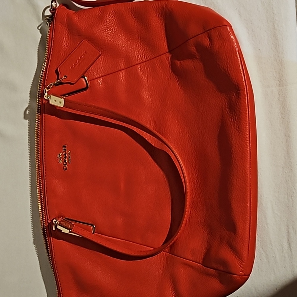 Coach Purse, Optional Shoulder, Vermilion